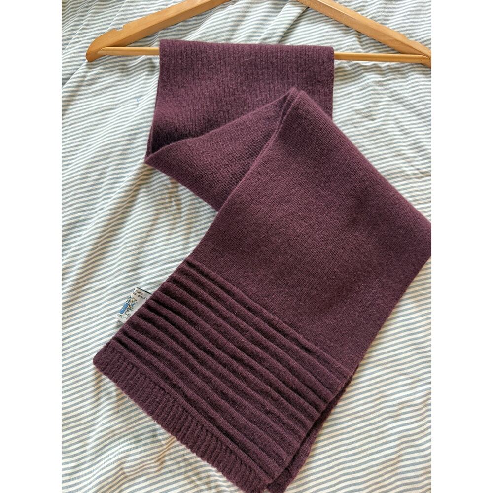 Portolano 100% Cashmere Purple Scarf 8”x64” Italy wrap jewel tone quiet luxury - Picture 11 of 12